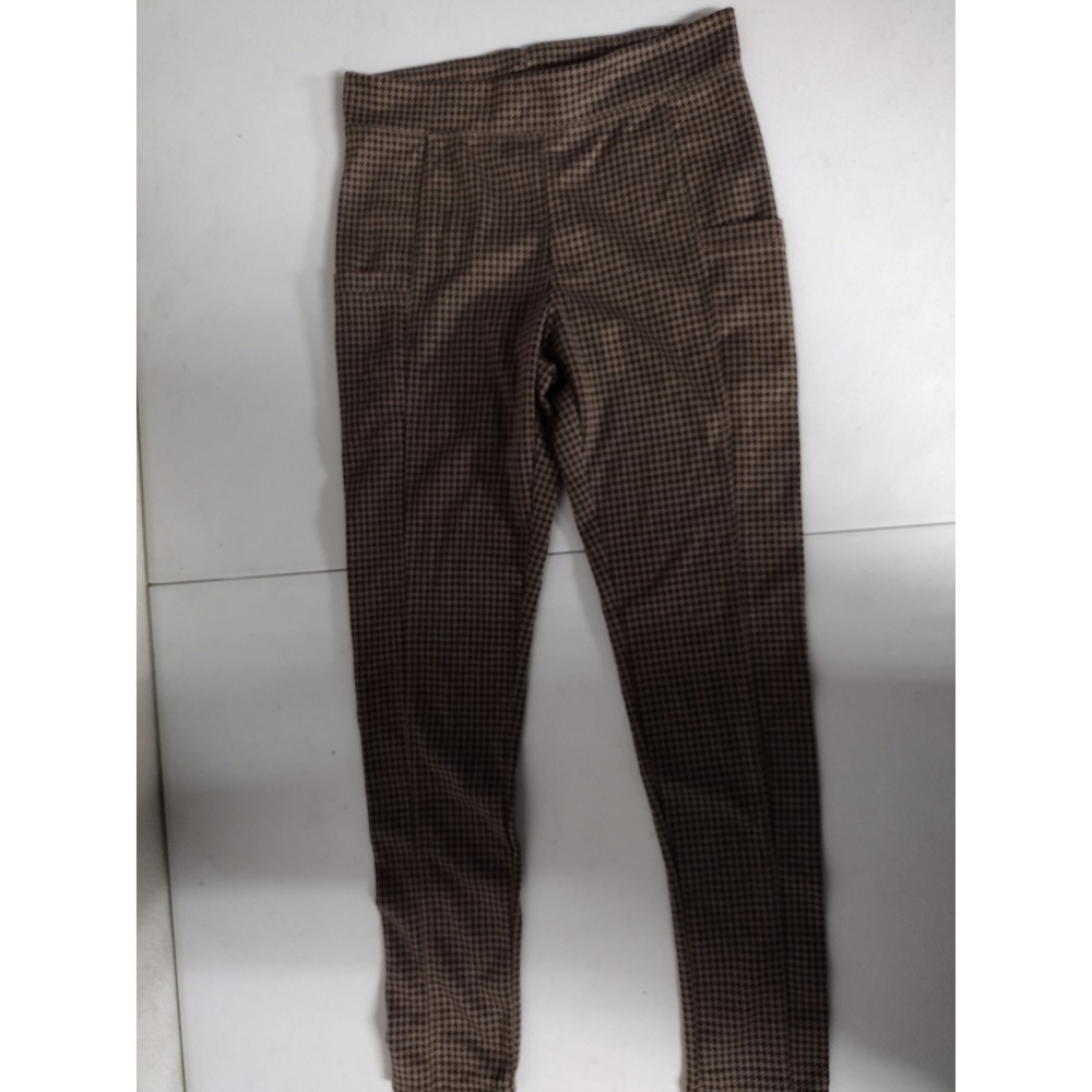 KAVU Brown Houndstooth Leggings High Rise Side Pockets Womens Size Small